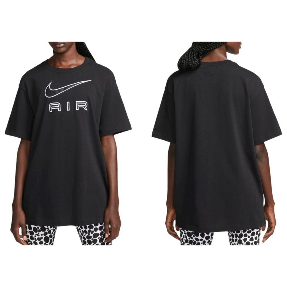 Nike Air Short Sleeve Boyfriend T Shirt Black Womens Size XS New Loose Tee